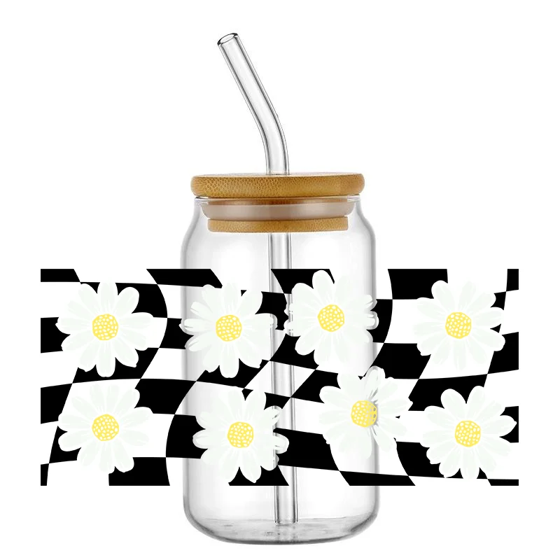 Bloemen Uv Dtf Sticker Voor 16Oz Cup Wrap Transfer Sticker Custom Label Diy Logo Zelfklevend