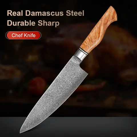 8 इंच शेफ चाकू 67-परतें दमिश्क VG10 स्टील रसोई चाकू प्रो क्लीवर रसोई तेज चाकू 10 best sales कुल्हाड़ी चाकू - №10