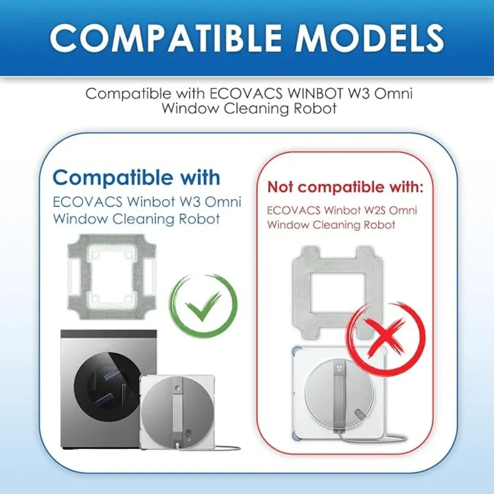Mop Holder&Pad Replacement Parts for ECOVACS WINBOT W3 Omni |All-in-One Design with Microfiber Cloth,Snap-on Mount,Easy To Clean image 3