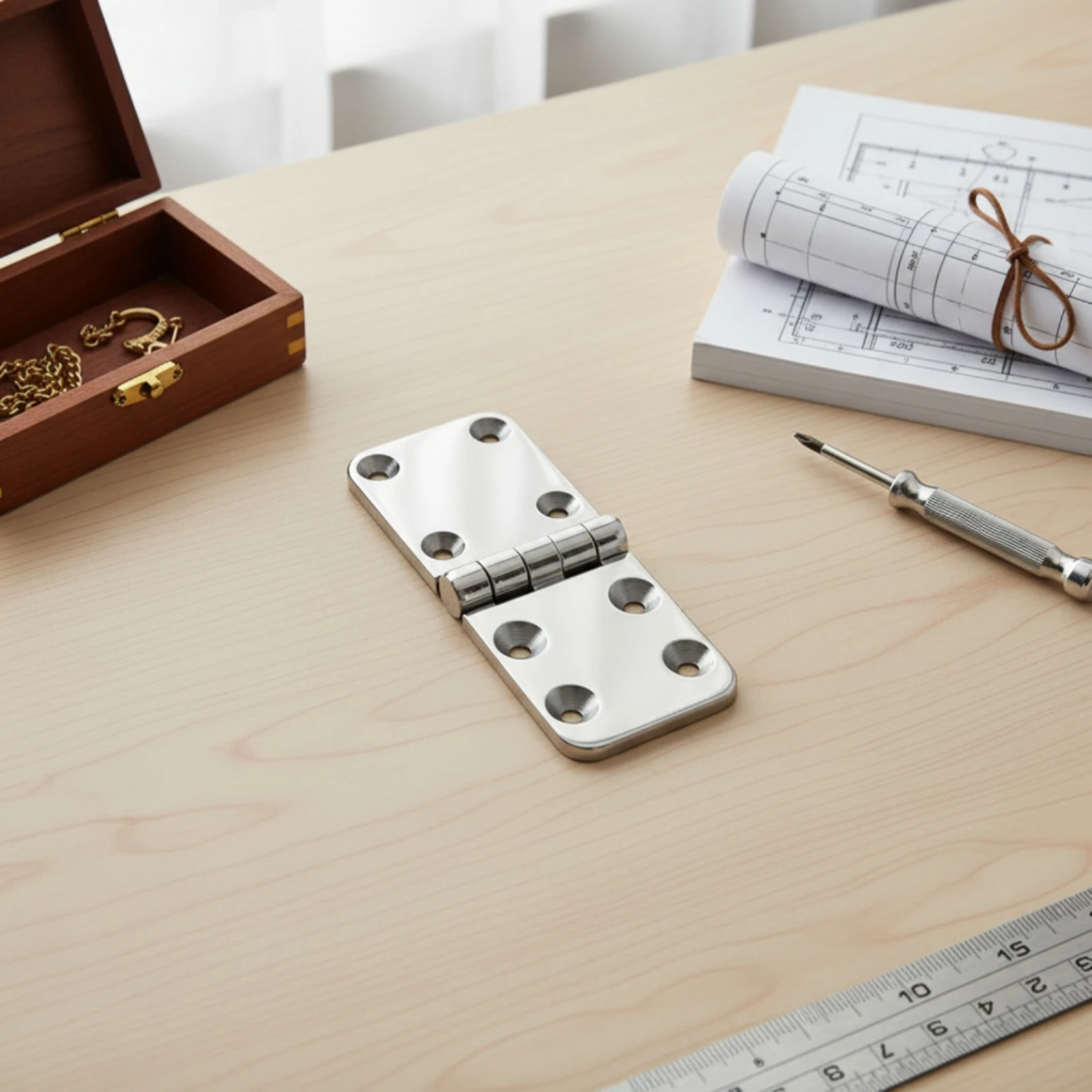 Industrial Hinge Stainless Steel Hinge with Countersunk Holes Hardware Polished Versatile for Machinery, Marine
