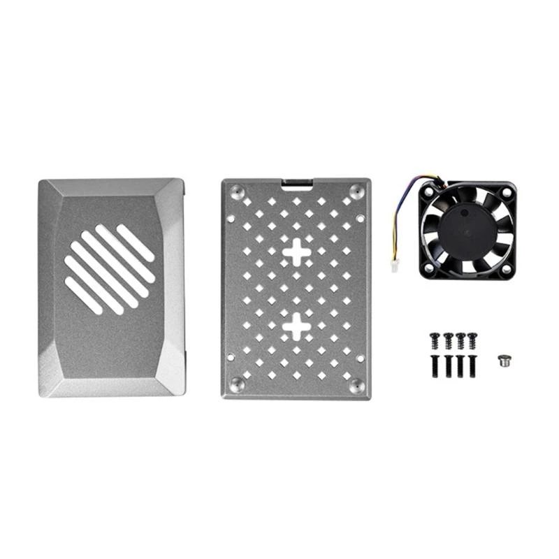 

SZSU Silver Enclosure For RPI5 Housing With PWM Cooling Fan for RPI 5 Mainboard Protector Cooling Radiator