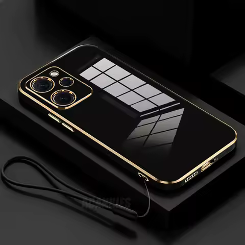 Pocox5pro Luxury Plating Lanyard Silicone Case On For Xiaomi Mi Poco X5 Pro X5pro X3 X6 M6 4g 5g F6 F5 C61 Soft Cover Pocox5pro