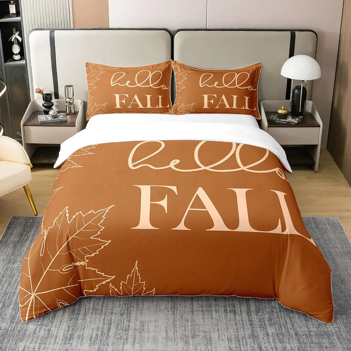 

Autumn Maple Bedding Set Pumpkin Fall Comforter Cover Happy Thanksgiving Duvet Cover Farmhouse Room Decor Durable Quilt Cover