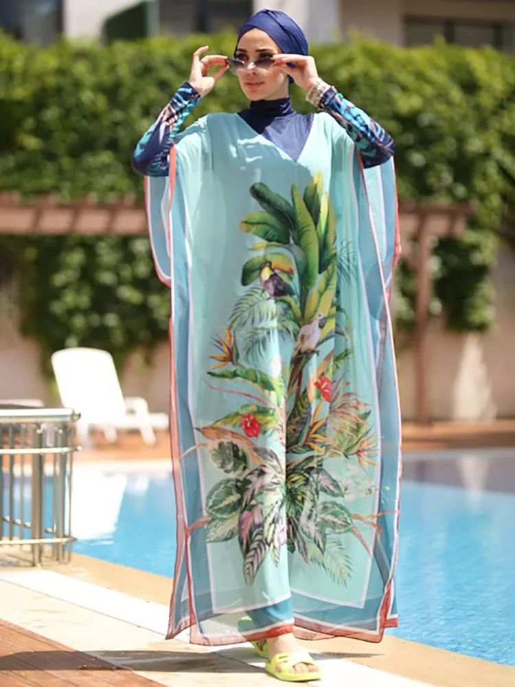 Muslim Modest Swimwear Hijab Swimsuit Women Swimming Suit Cover Ups Hijabs For Woman Burkini Islamic Long Sleeve Swim Bathing