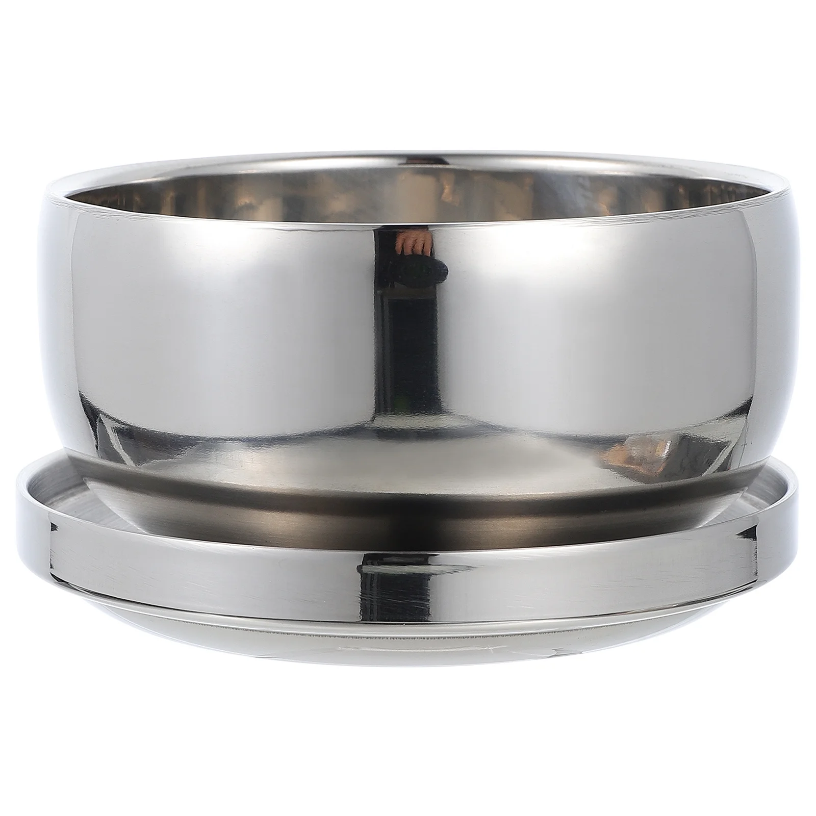 Tigela de sabão de barbear de aço inoxidável, recipiente de espuma com tampa de grande capacidade, acessório de barbear masculino, durável e prático, barbeiro, 1 peça