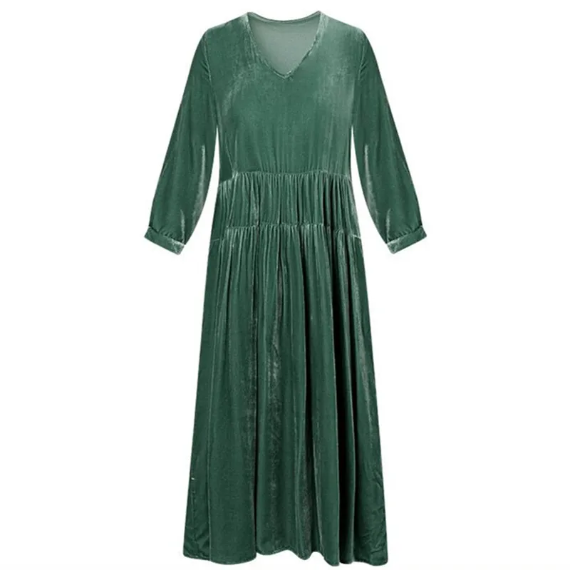 Abito invernale in velluto sexy con scollo a V a maniche lunghe Abito primaverile in velluto da donna con volant pieghettato, abito da festa autunnale abiti da festa