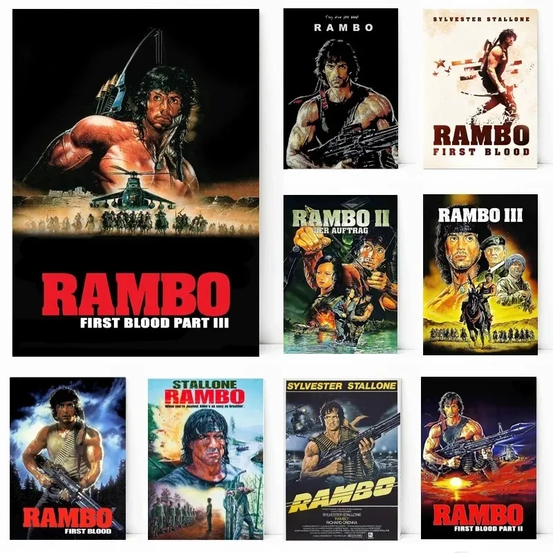 Rambo-póster de película clásica de primera sangre, lienzo de pintura HD impreso, arte de pared moderno, imágenes, decoración del hogar, dormitorio