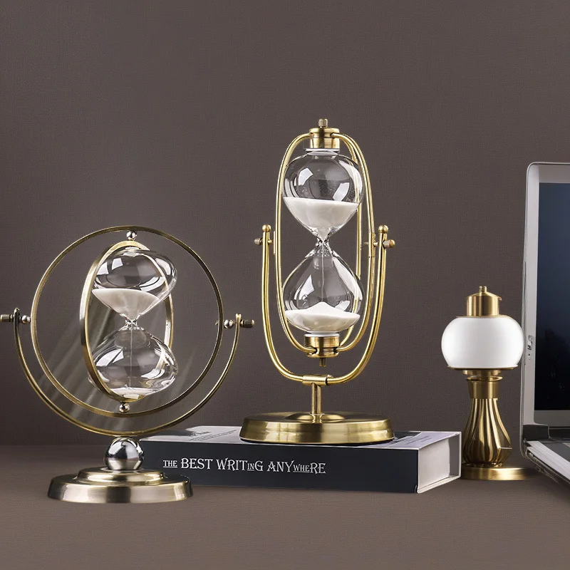 

Nordic Iron Hourglass Timer Decorative Sand Sculpture Vintage 30/60 Min. Home Accent For Office Desk, Study, Wine Cabinet Gift