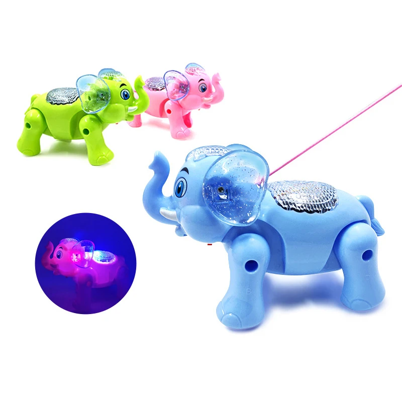 Kids Electric Pull Rope Elephants Toys Cute Swinging Walking Elephants Toys Creative Fun Light-emitting With Music Electric Doll