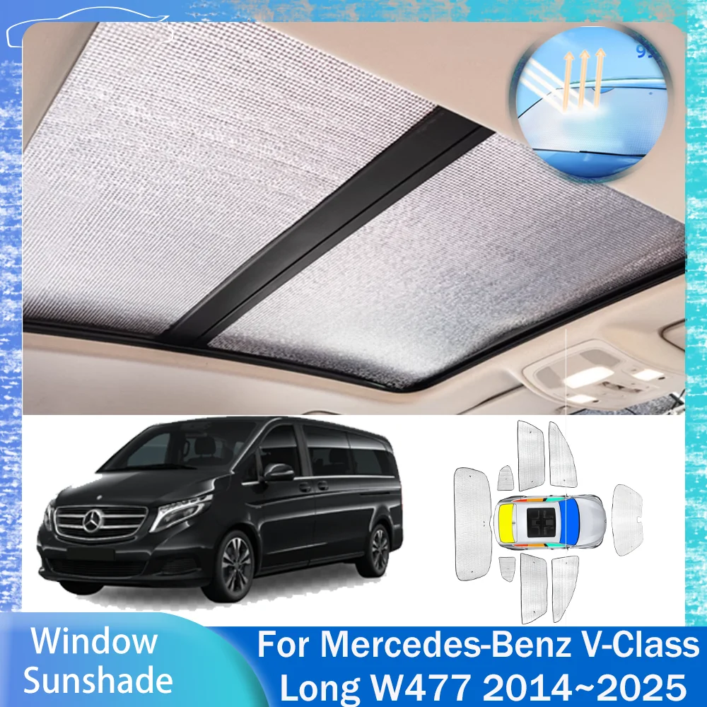 For Mercedes-Benz V-Class Long W477 2014~2025 Skylight Sunshade Side Window Windshield Sun Shade Protector Parasol Accessories