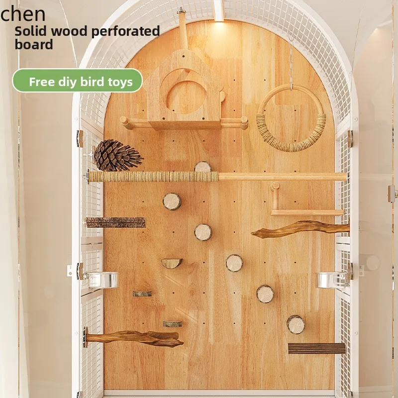 Hxl large white bird cage solid wood does not take up space luxurious bird villa