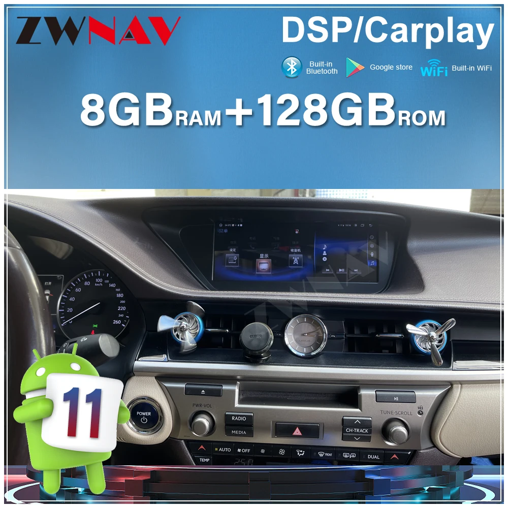 For Lexus ES ES240 ES350 2013-2018 GPS navi multimedia car radio carplay autoradio 128GB Android CARPLAY