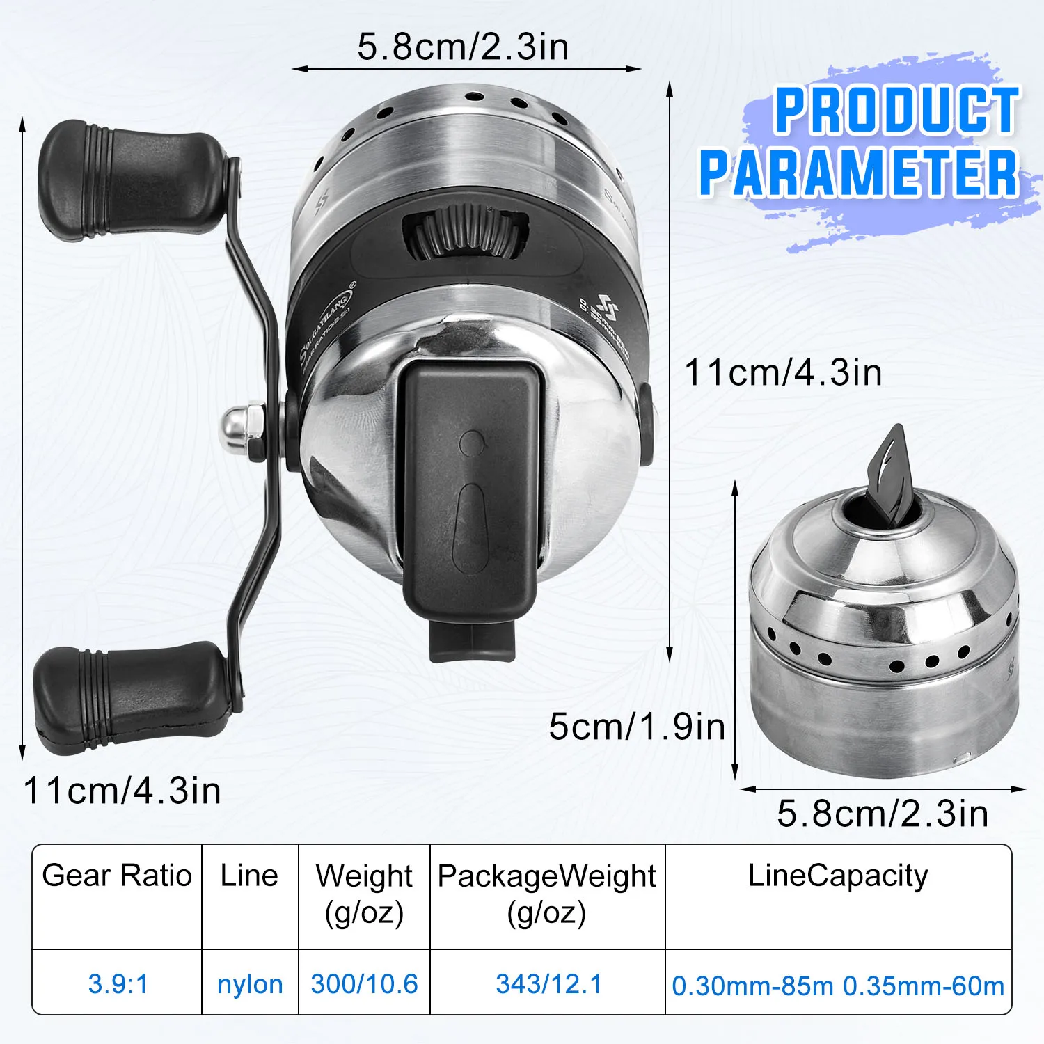 Sougayilang Bullet Type Fishing Reel Casting Hand Wheel 3.9:1 Shooting Closed Fish Reel with Line Outdoor Hunting Fishing Wheel