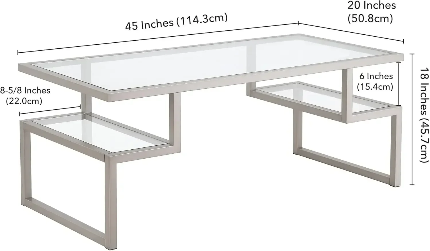 

XMSJ-Zander 45'' Wide Rectangular Coffee Table in Nickel