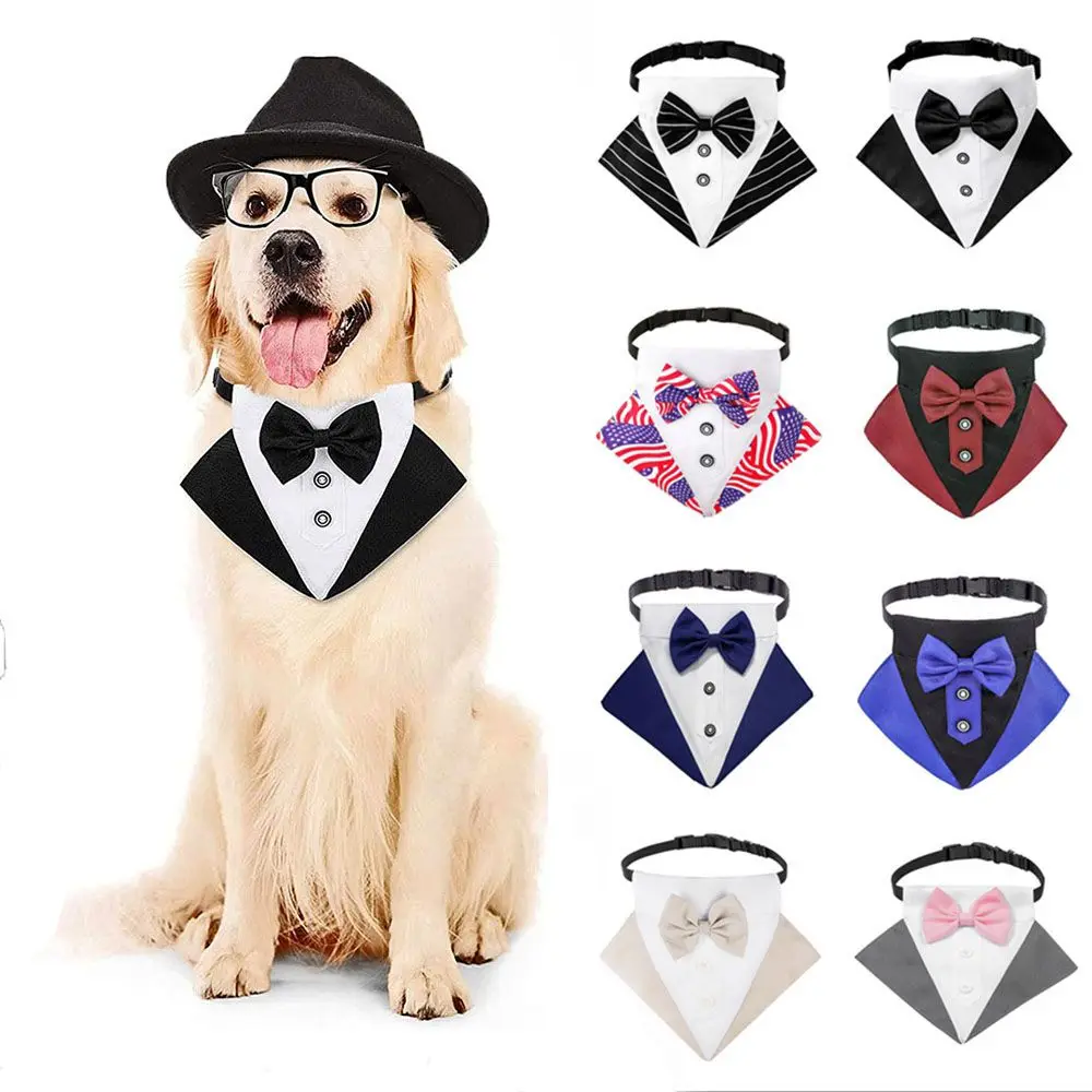 Verstellbare Haustier Krawatte Halstuch Hund Smoking Hochzeit Bandana Kragen mit Fliege Tier Kostüm