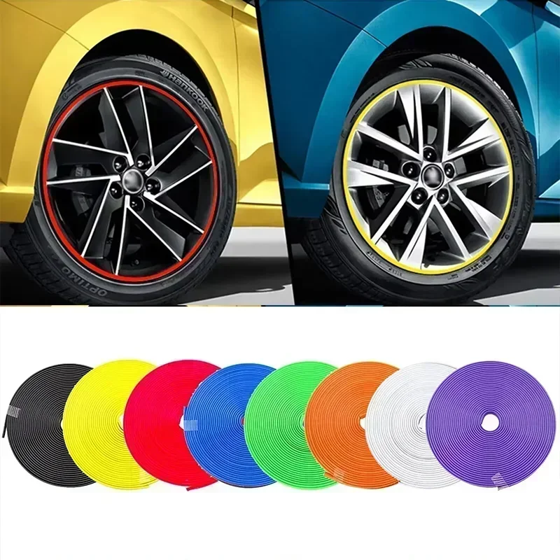 8 Meters Car Wheel Rim Blades Protector Line Tire Guard Decorative Strip Rubber Moulding Trim More Color Car Sticker Styling view 3