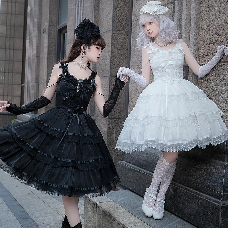 

Original design Romantic pair of elegant jsk slip dress Everyday Lolita Sweet elegant fairy flower wedding dress