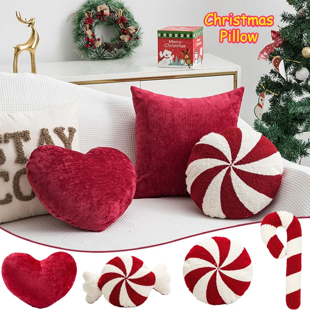 1 unidad de cojines navideños, almohada navideña para decoración de casa de dulces, almohada de felpa, adornos navideños de invierno 2024 navidad 2025