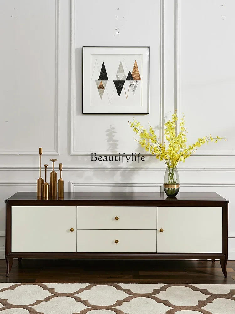 

American light luxury solid wood TV cabinet, simple modern TV floor cabinet