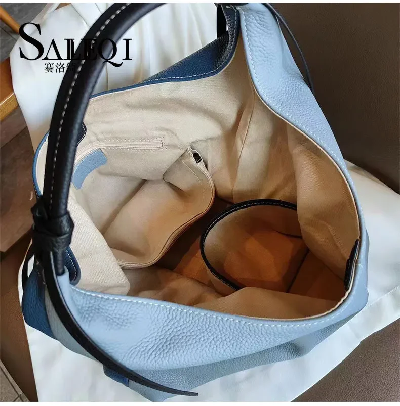 Genuine leather high-capacity women\'s bag  casual and lazy style tote bag  new one shoulder trendy underarm bag