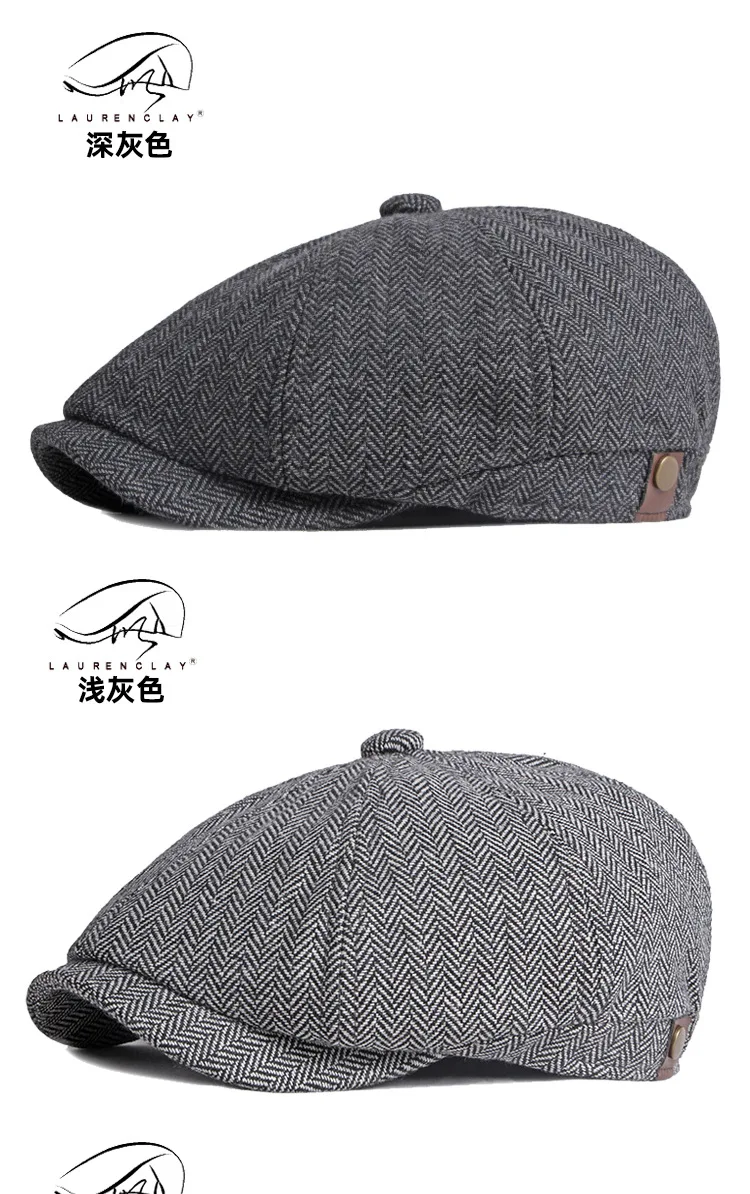 Männer Frauen Wolle Newsboy Caps Fischgräten Flache Kappen Kaffee Britischen Gatsby Caps Herbst Winter Warme Woolen Hüte Gorras – Detail 12