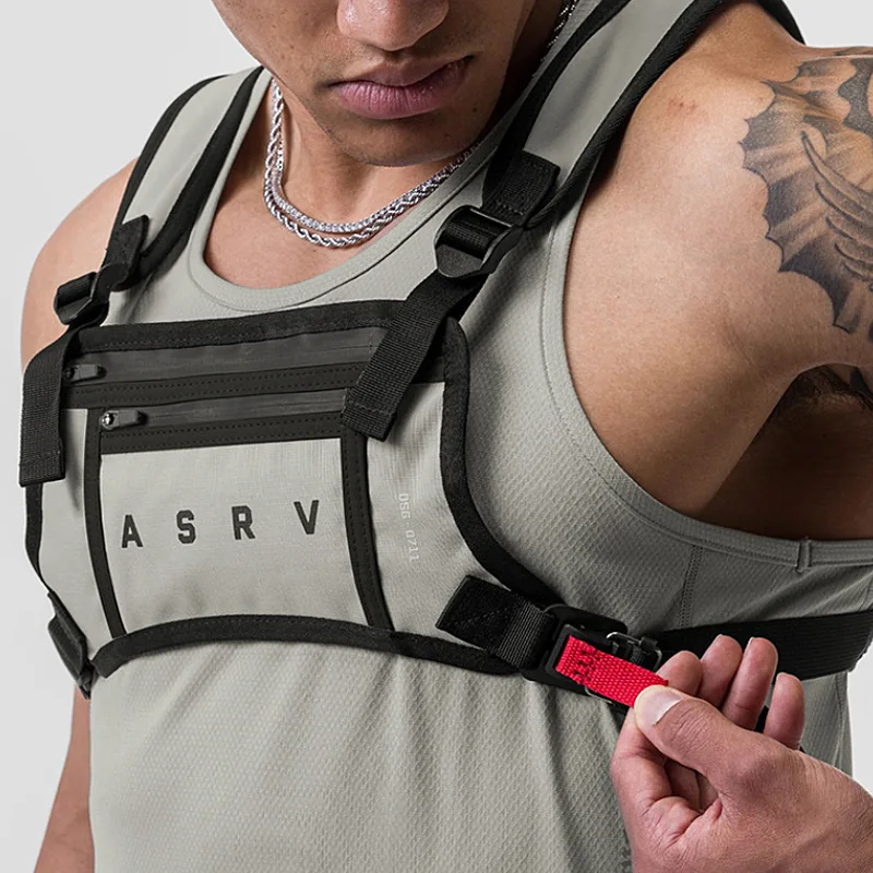 Men's Tactical Vest Chest Bag Multi-function Outdoor Sports Fitness Bag Waterproof Reflective Phone Bag Male Casual Chest Pack