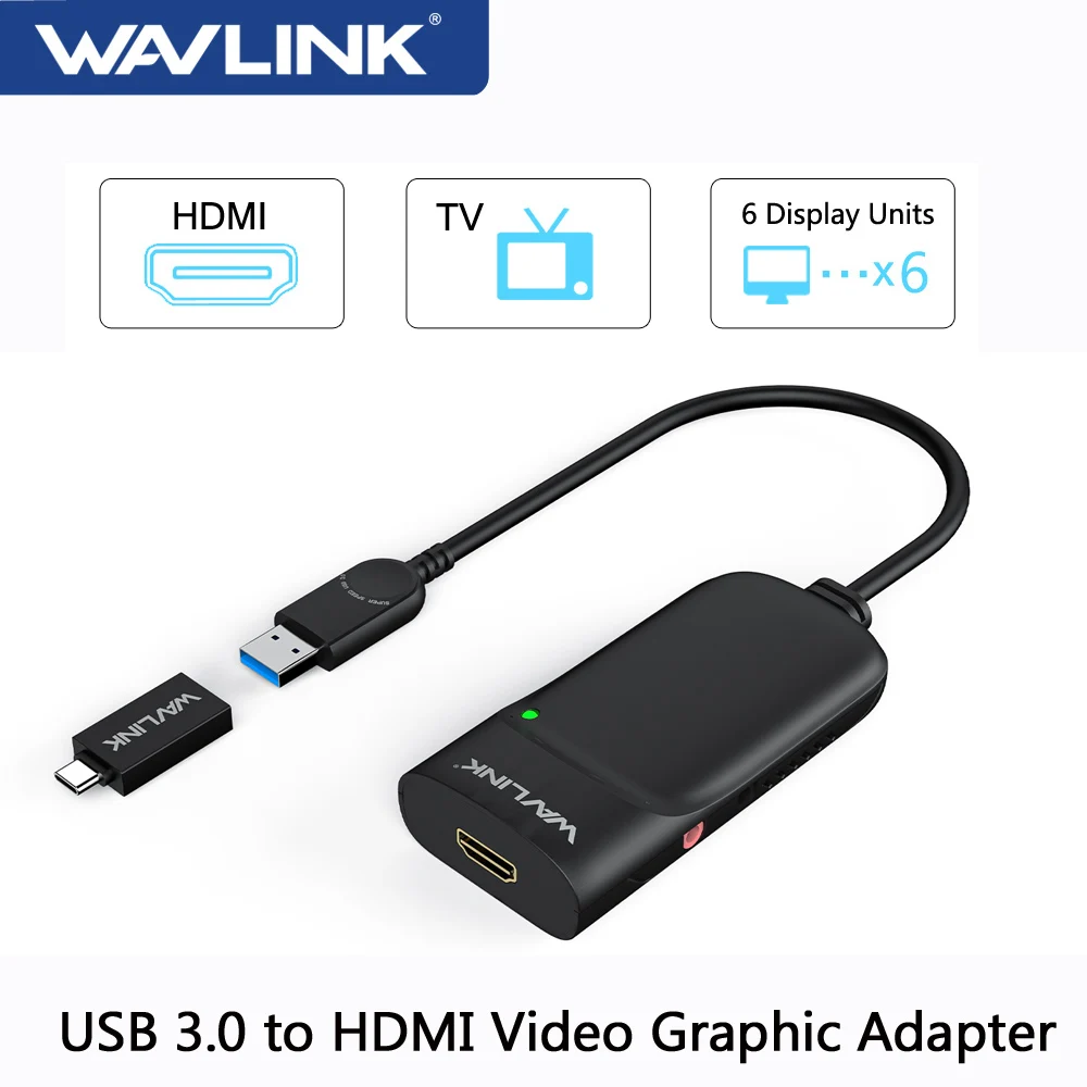 Wavlink USB3.0 to HDMI-Compatible Video Graphic Adapter/External Video Card Audio For Multiple Monitor Up To 2048×1152 M1 M2