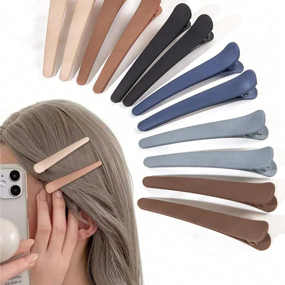 

4/12Pcs Side Hair Clips, Salon Clips For Hair Cutting, Washing, Makeup And Styling, Ladies Matte Hair Clips,Back To School