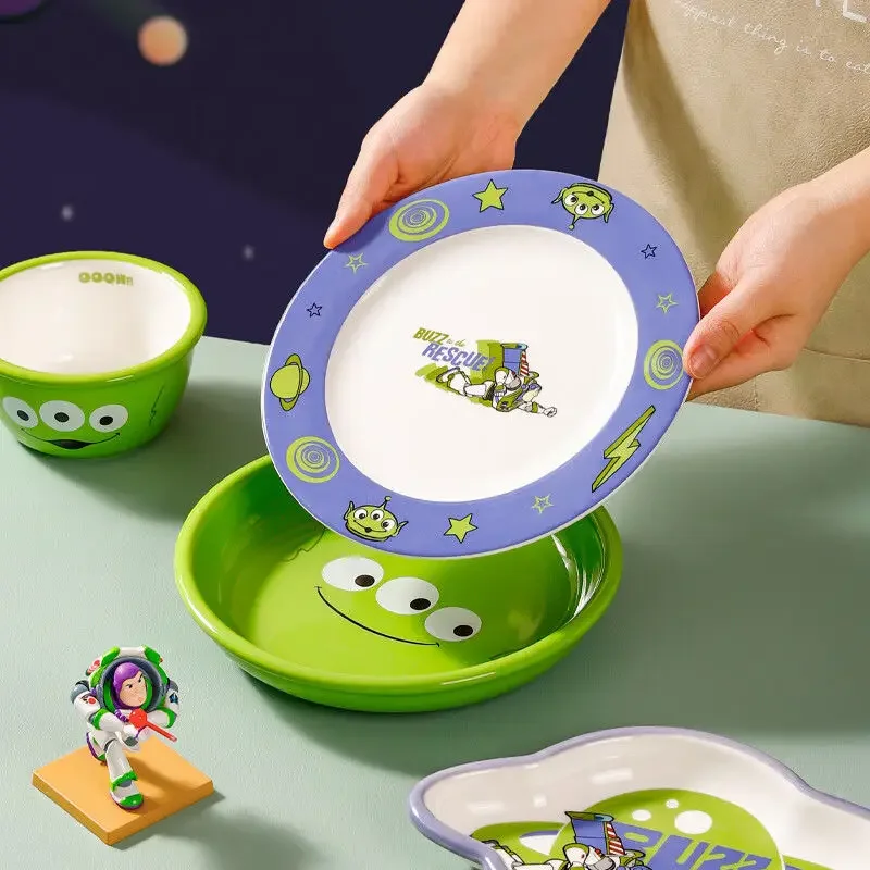 Disney Buzz Lightyear Cartoon Fun Cute Exquisite Tableware Children's Bowl Home Ceramic Salad Yogurt Dish Breakfast Plate Gift