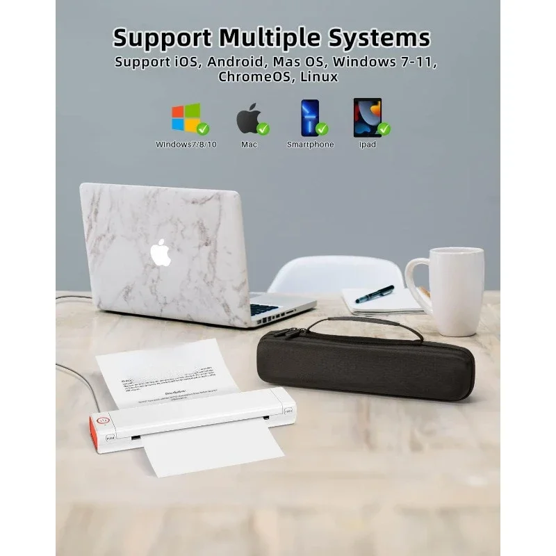 Phomemo Portable Printer - Portable Printer Wireless for Travel Compatible with iOS and Android, Mini Bluetooth Mobile Printer