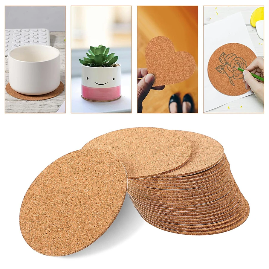 10-30PCS/Pack Cork Pad NonSlip Cork Coaster Round Worktop Saver Mat Suitable for for Cups Home Office Decor Table Protectors ZYF