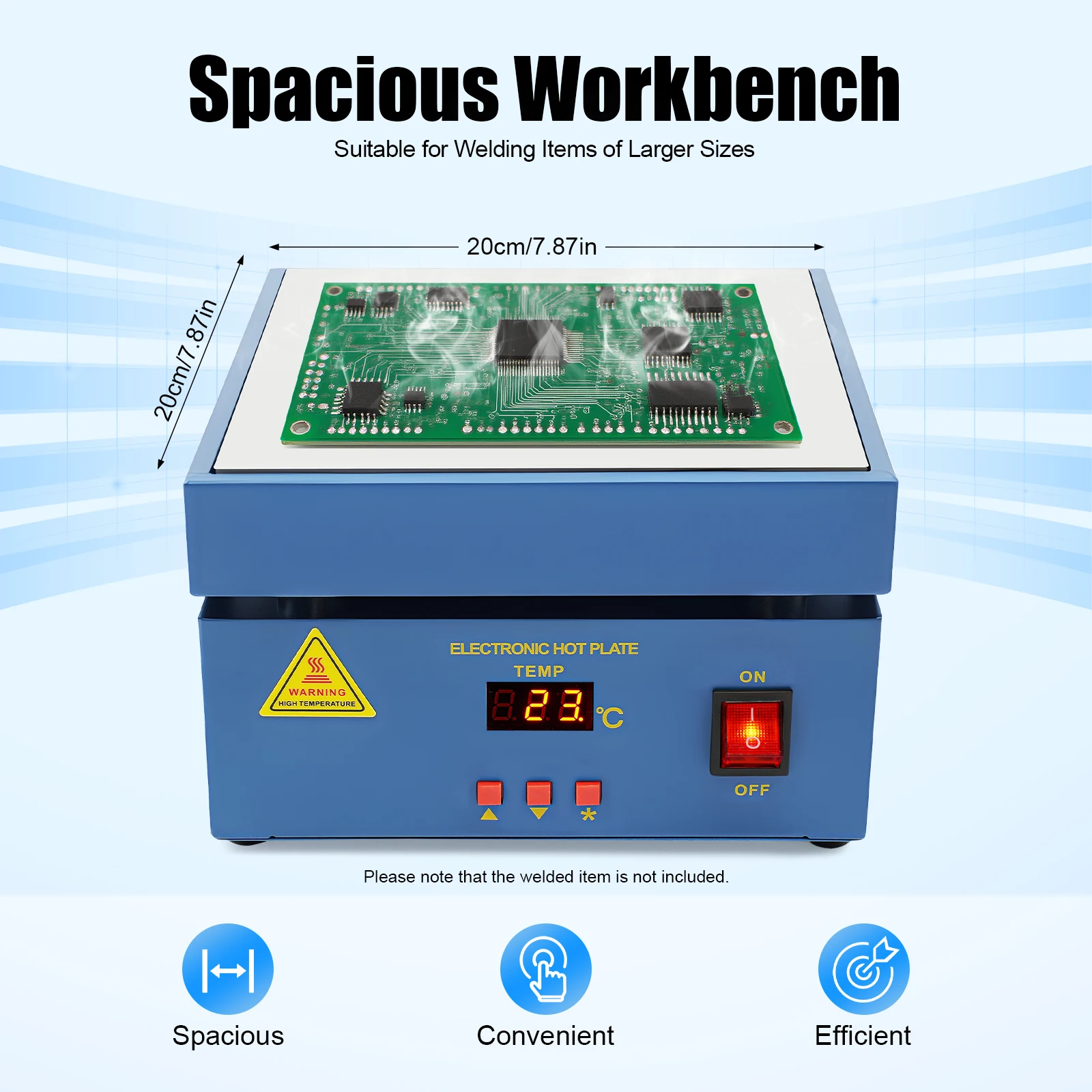Image of 800 W elektronische Heizplatte aus Aluminiumlegierung, Material 50–400 ℃ Temperaturbereich 20 * 20 cm Heizbereich Laborausrüstung