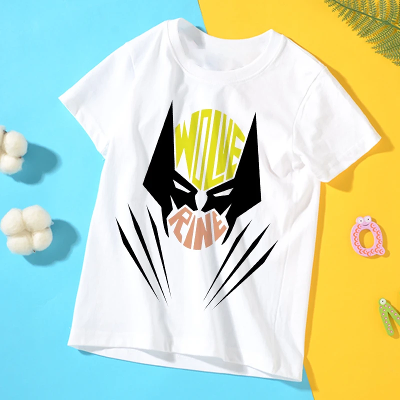 New Deadpool and Wolverine Kids T-shirts Marvel Cartoon Graphic T Shirts Boys Girls Cotton Short Sleeves Tops Children Clothing