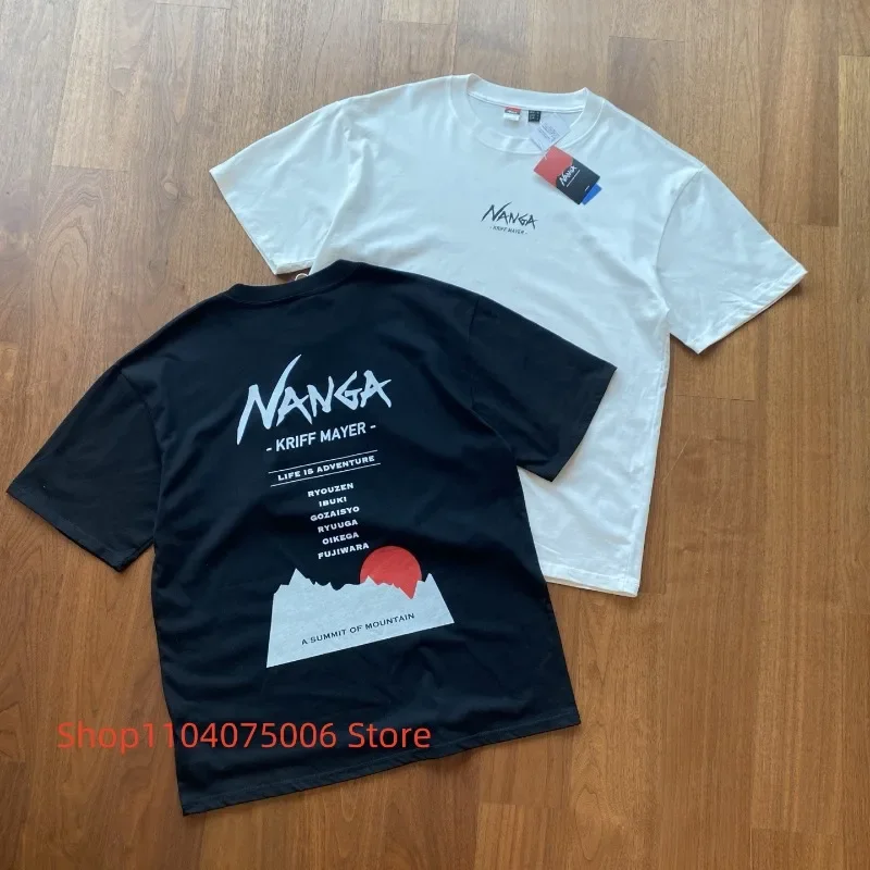 

Футболка NANGA Mountain Print с принтом, мужская свободная хлопковая футболка с короткими рукавами, японская уличная футболка для активного отдыха