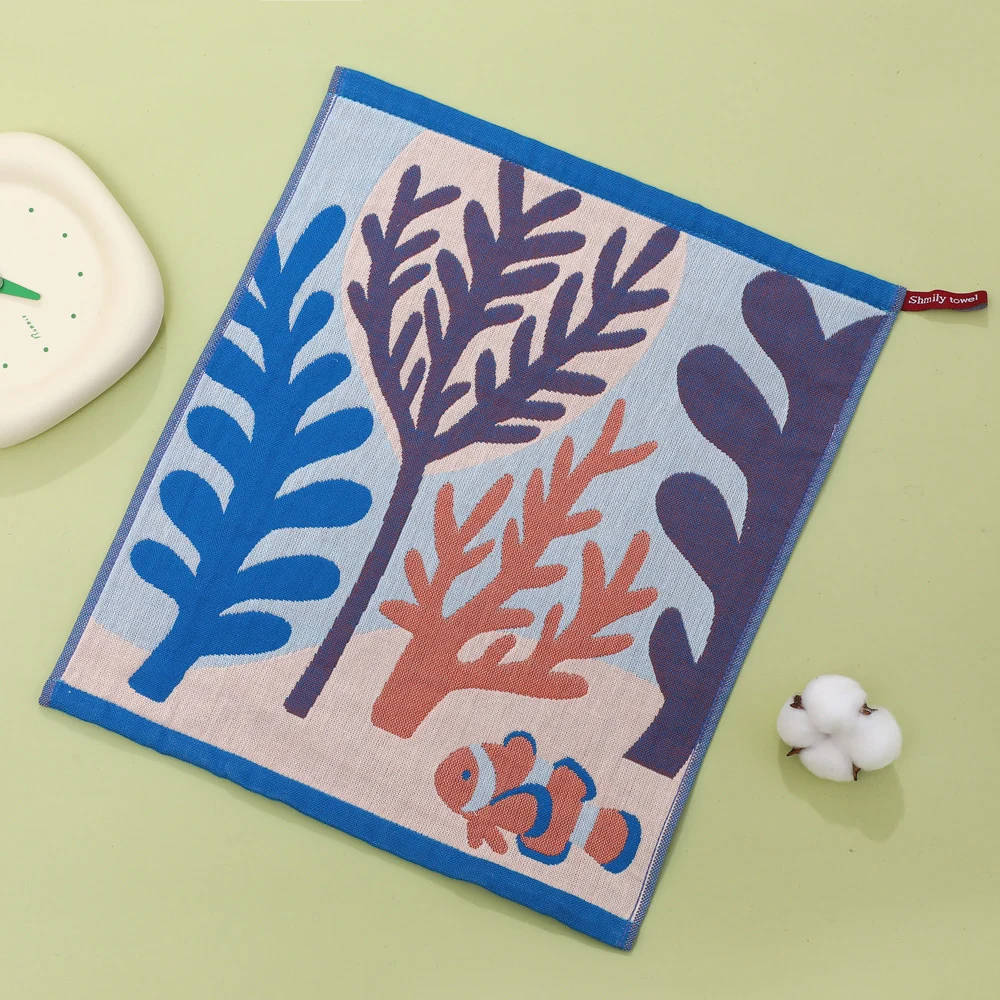 4 Layer Cotton Hand Towel 34x40cm Abstract Art Animal Handkerchief Household Quick Drying Kitchen Bathroom Towel