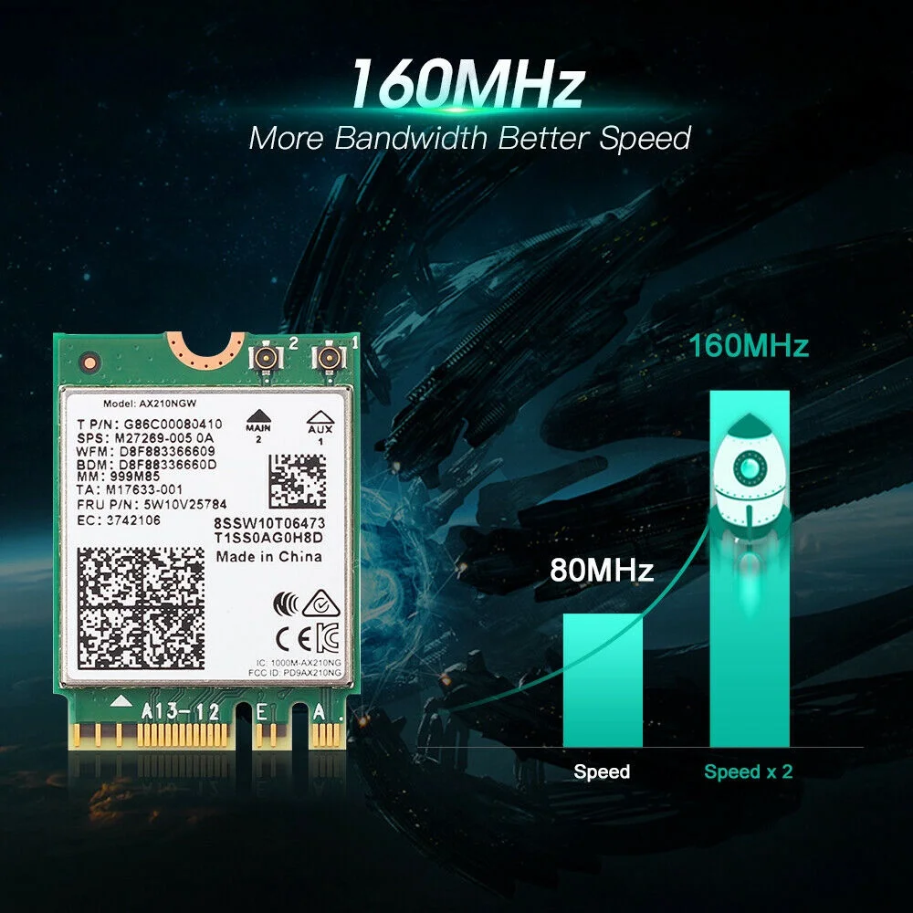 WiFi 6E Kit Desktop untuk Intel AX210 Bluetooth 5.2 kartu Wifi 802.11Ax 2.4Ghz/5Ghz AX210NGW Wi-Fi 6 adaptor dengan antena