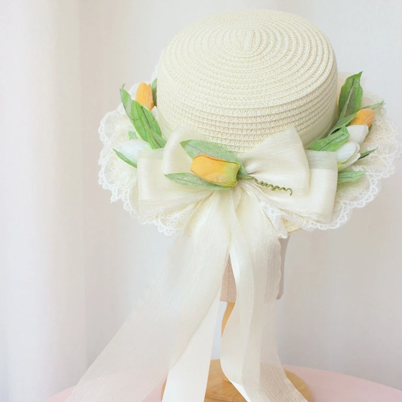 

Шляпа Женская Складная с защитой от УФ-лучей и тюльпанами