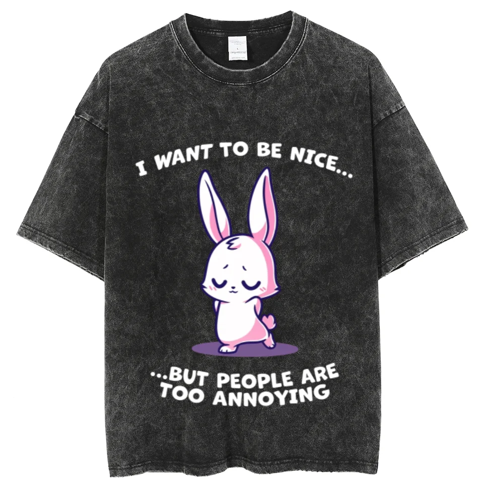 

Cute Rabbit Printing Plus Size Streetwear 15 Color T-Shir Japan and South Korea Trend Short Sleeves Fashion Summer Loose Version