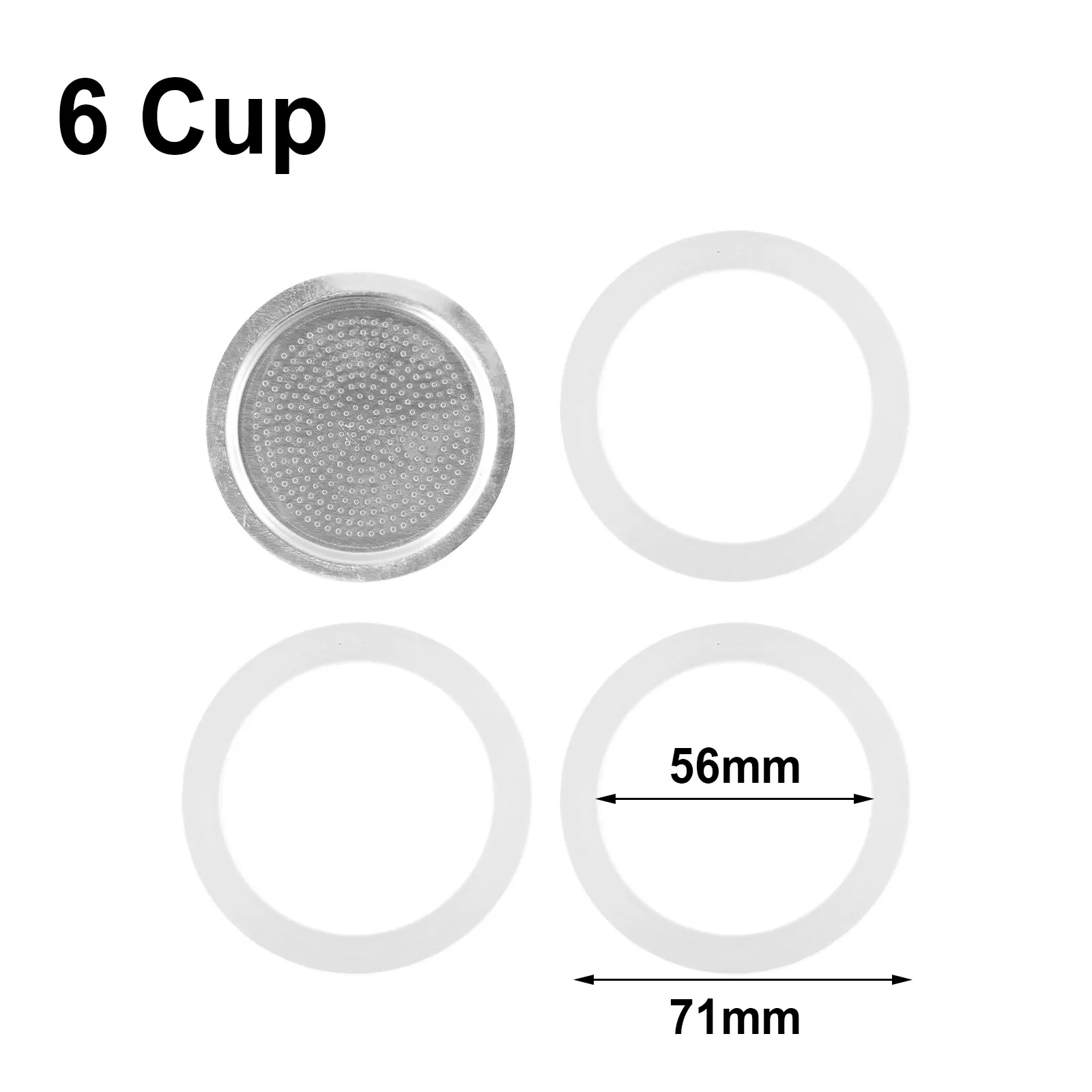 3 Silicone Seals And 1 Aluminum Filter For Espresso Pot Moka Pot Replacement Kit  For Kitchen Coffee Store Coffee Machine Parts