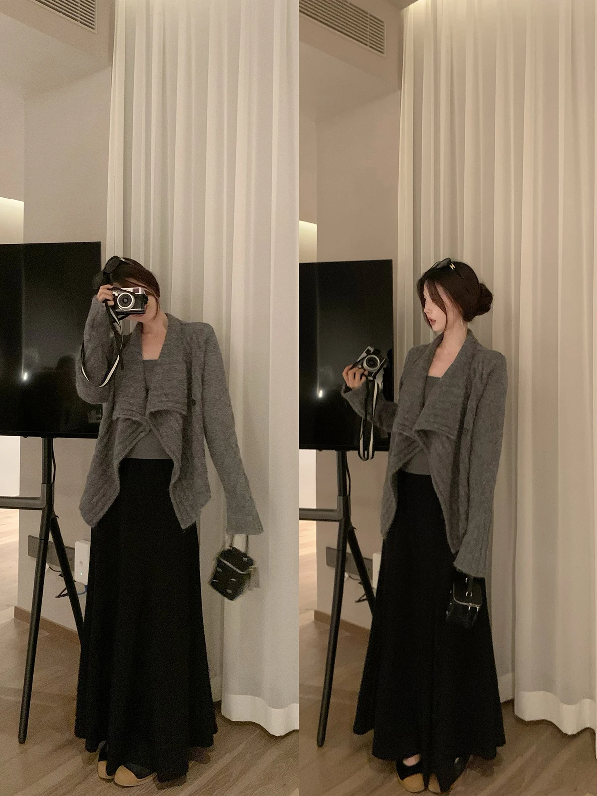 

Self-Kept Special Sweatirt Cotton Fi Tail Asymmetrical Big Skirt Women's Casual High Waist Irregular Skirt Elastic Waist