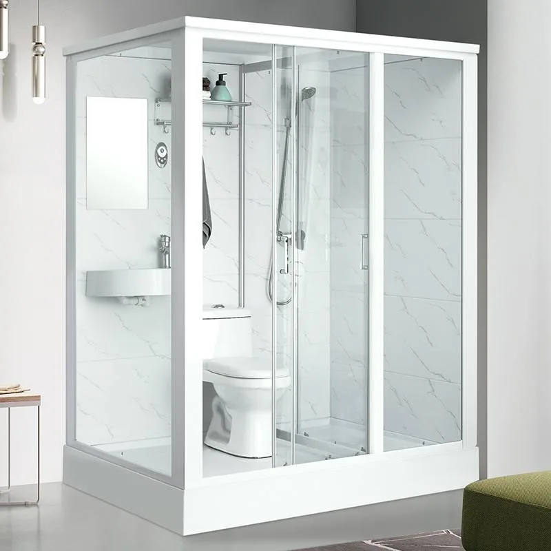 Integrated closed shower room with toilet tempered glass shower room dry and wet separation