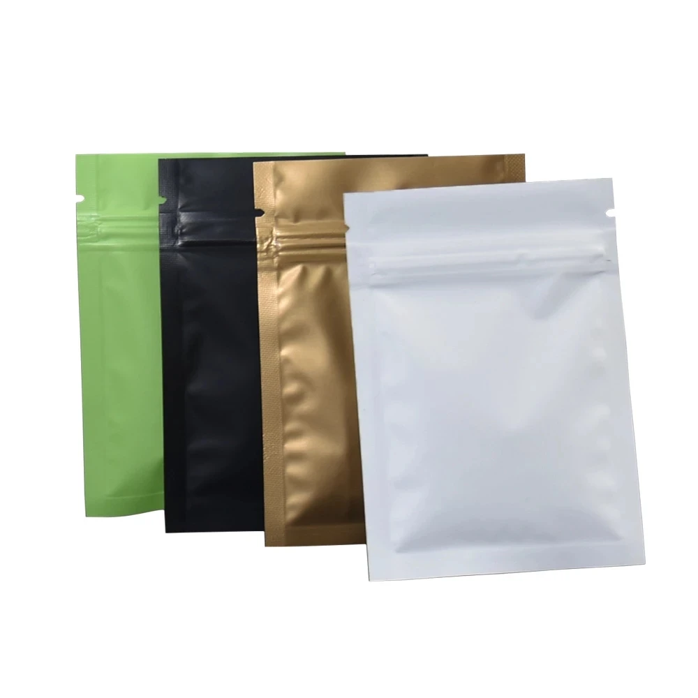 100Pcs/lot Glossy and Matte Aluminum Foil Zip Lock Package Bag Self Sealing Zipper Coffee Tea Powder Storage Bag