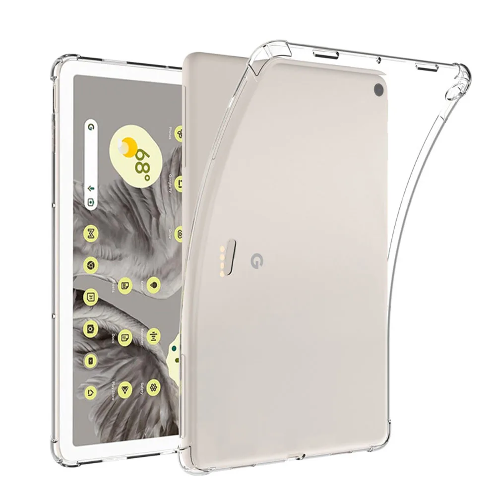 For Google Pixel Tablet 11' 2023 Case Transparent Shockproof TPU Case with Four Corner Airbag Anti-Fall Protective Cover