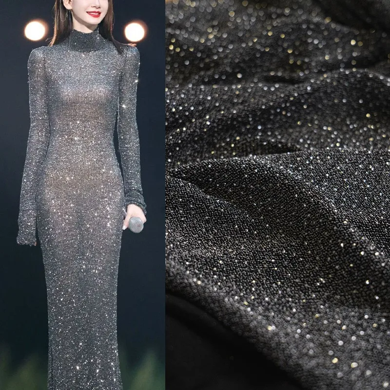 Nylon diamond-encrusted stretch fabric skin-friendly smooth and encrypted dress designer