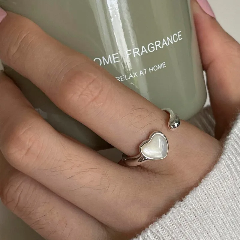 PANJBJ 925 Sterling Silber Perle Unregelmäßigen Ring für Frauen Shell Überlappende Hohl Süße Design Schmuck Geschenk Dropshipping – Detail 31