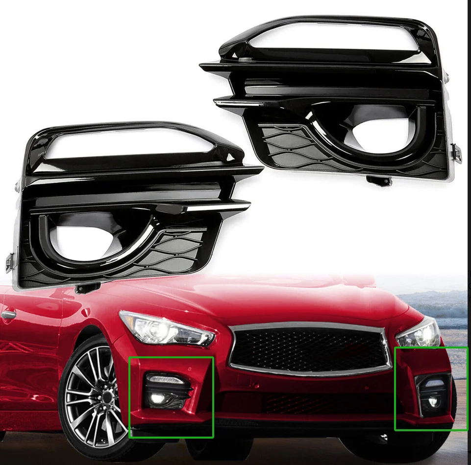 1 Pair Fog Lamp Trim ABS Front Fog Light Cover Exterior Decoration Fog Lamp Protector for Infiniti Q50 Sport 2014 2015 2016 2017