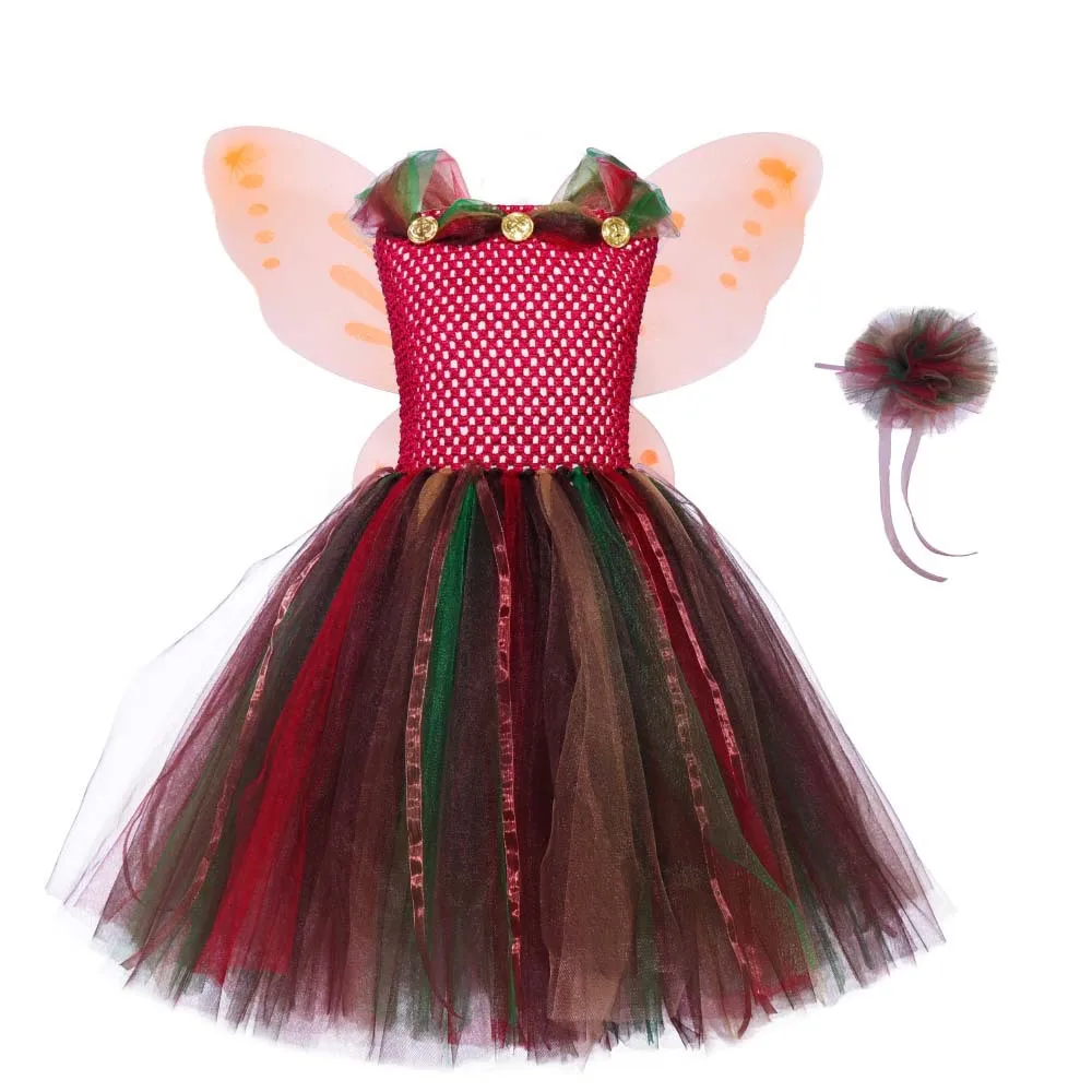 

Girls Party Dress Jungle Fairy Princess Dress Butterfly Wings Children's Dress Birthday Halloween Role Playing Kids Costume