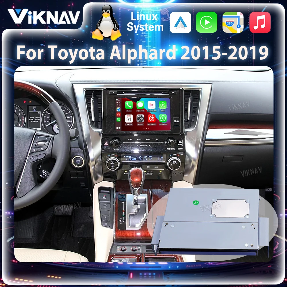 Viknav For Toyota Alphard 2015-2019 Linux Interface Box Fit For Original Car OEM Screen Wireless Apple CarPlay Android Auto