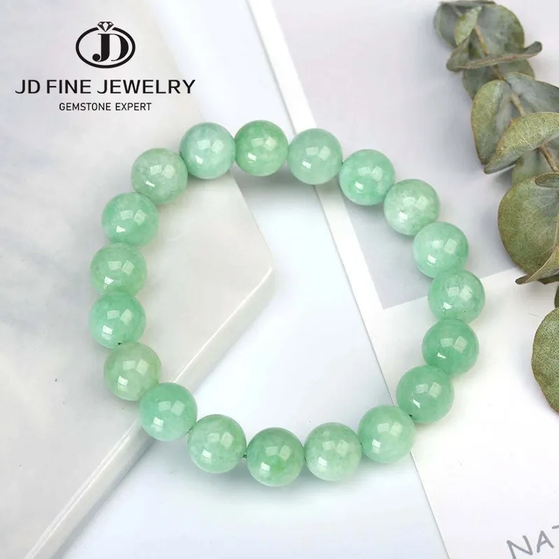 JD naturalny kamień Myanmar zielonego jadeitu bransoletki z koralików kobiety okrągły chalcedon budda koralik jogi bransoletki energii uzdrowienie biżuteria prezent