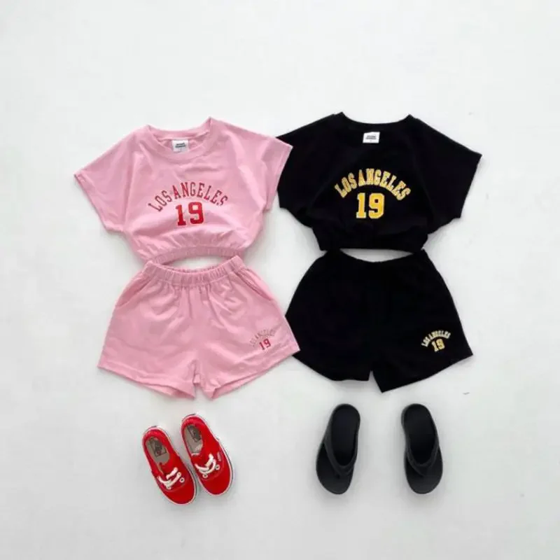 

2024 Summer New Baby Short Sleeve Clothes Set Fashion Letter Print Children T Shirts + Shorts 2pcs Suit Toddler Casual Outfits